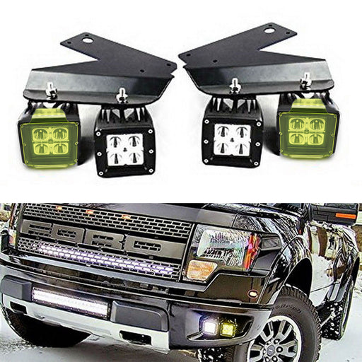 80W CREE LED Pod Lights w/ Lower Bumper Brackets, Wirings For 10-14 Ford Raptor