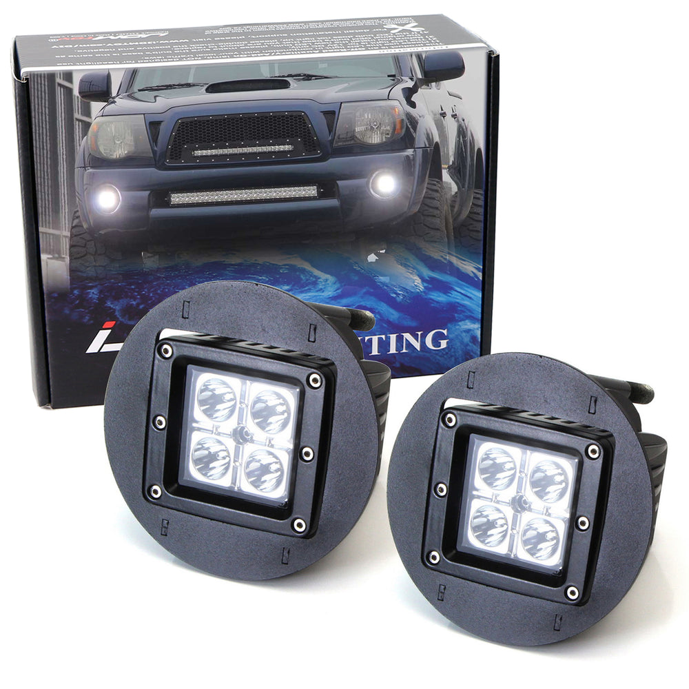 40W CREE Cubic LED Foglamps w/Mount Bracket, Bezel/Wirings For Tundra iJDMTOY.com 40W CREE Cubic LED Foglamps w/Mount Bracket, Bezel/Wirings For Tundra iJDMTOY.com