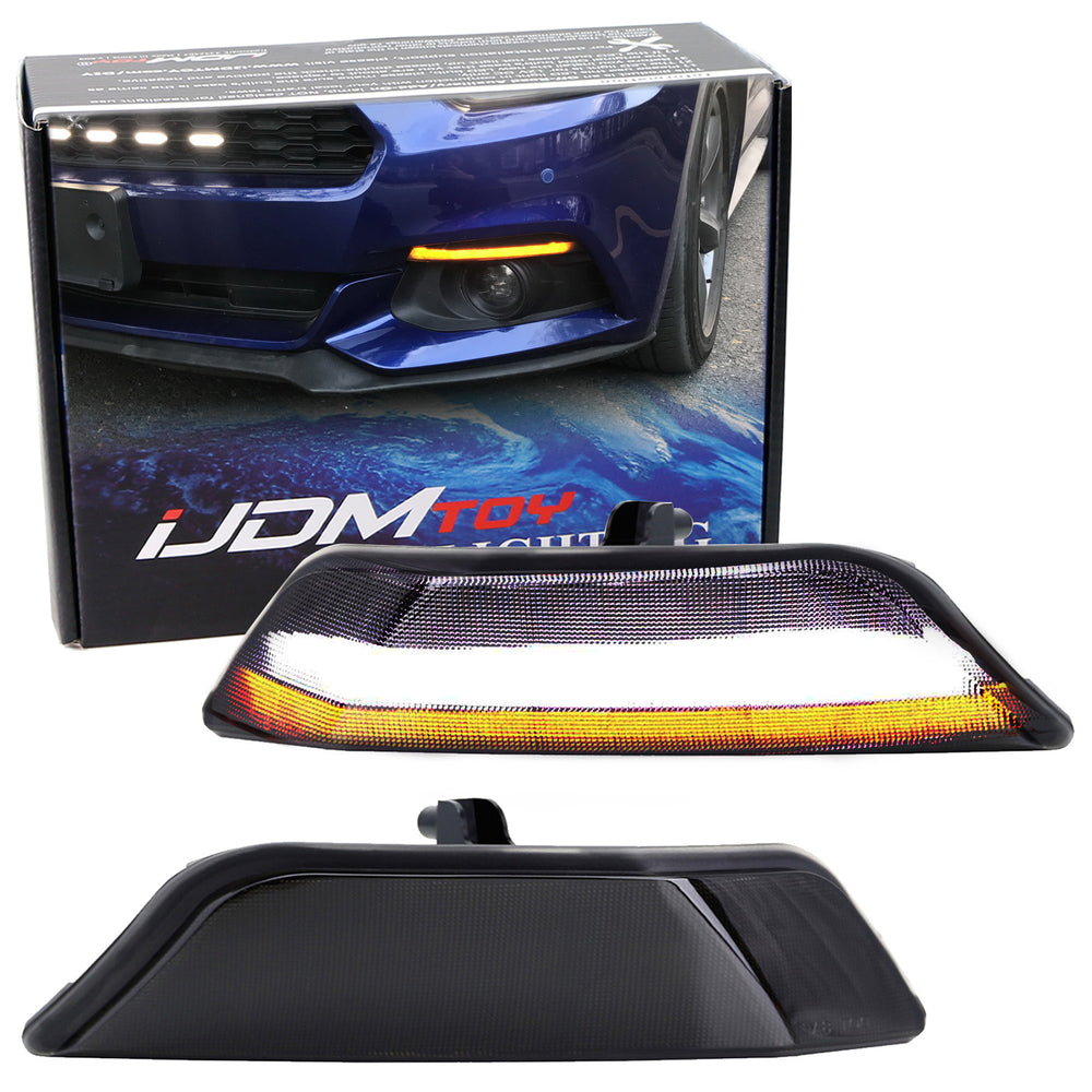 Smoked Turn Signal Replacement LED DRL Kit For Ford Mustang with Amber Sequential Blink