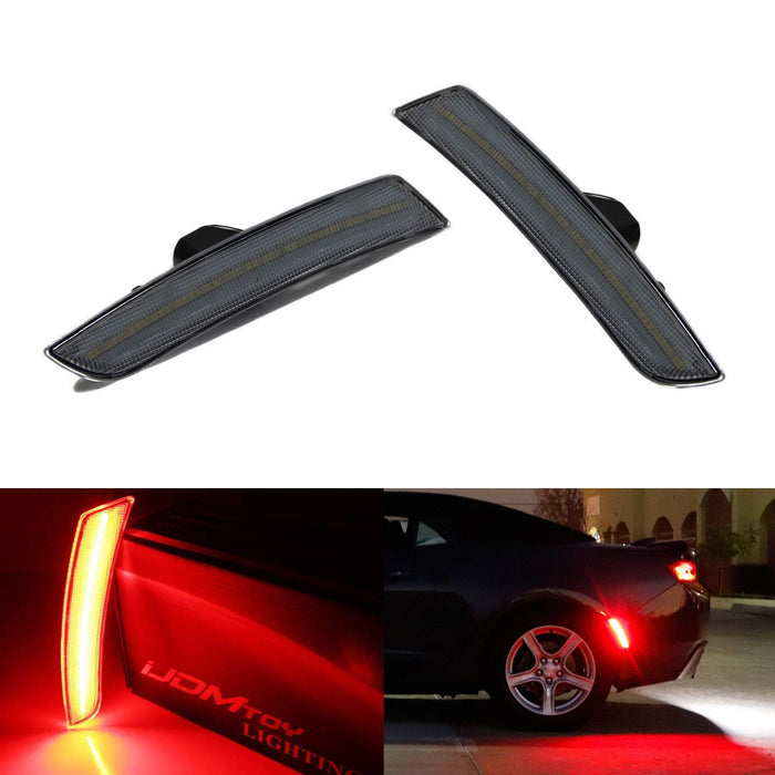 Red Full LED Rear Side Marker Light Kit For 2016-up Chevy Comaro, Powered by 45-SMD LED, Replace OEM Back Sidemarker Lamps-iJDMTOY