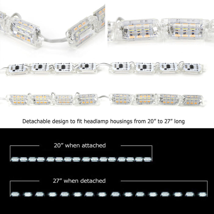Headlight Retrofit Switchback LED Strip Lights w/ Sequential Turn Sign ...