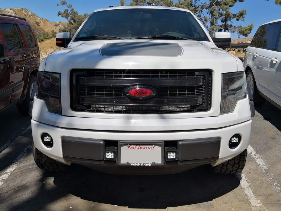LED Pod Light Fog Lamp Kit For 2009-14 Ford F150, Includes (2) 20W High Power CREE LED Cubes, Center Lower Grille Location Mounting Brackets & On/Off Switch Wiring Kit-iJDMTOY