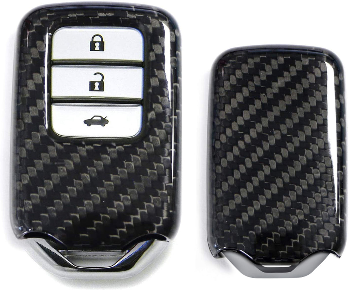 Black Carbon Fiber Key Fob Shell Cover For Honda Accord Crosstour CR-V HR-V FIT