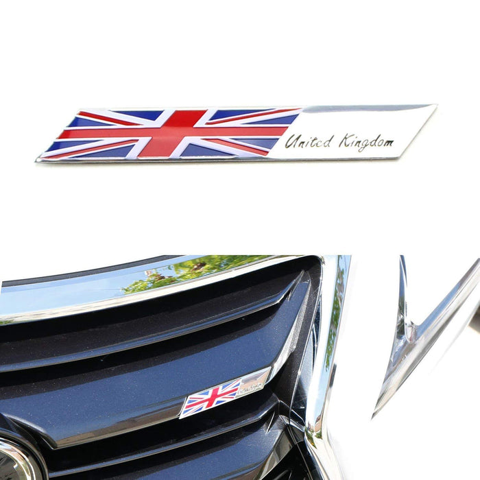 Aluminum Plate UK Flag Emblem Badge For UK Car Front Grille, Side Fenders, Trunk, Dashboard Steering Wheel, etc-iJDMTOY