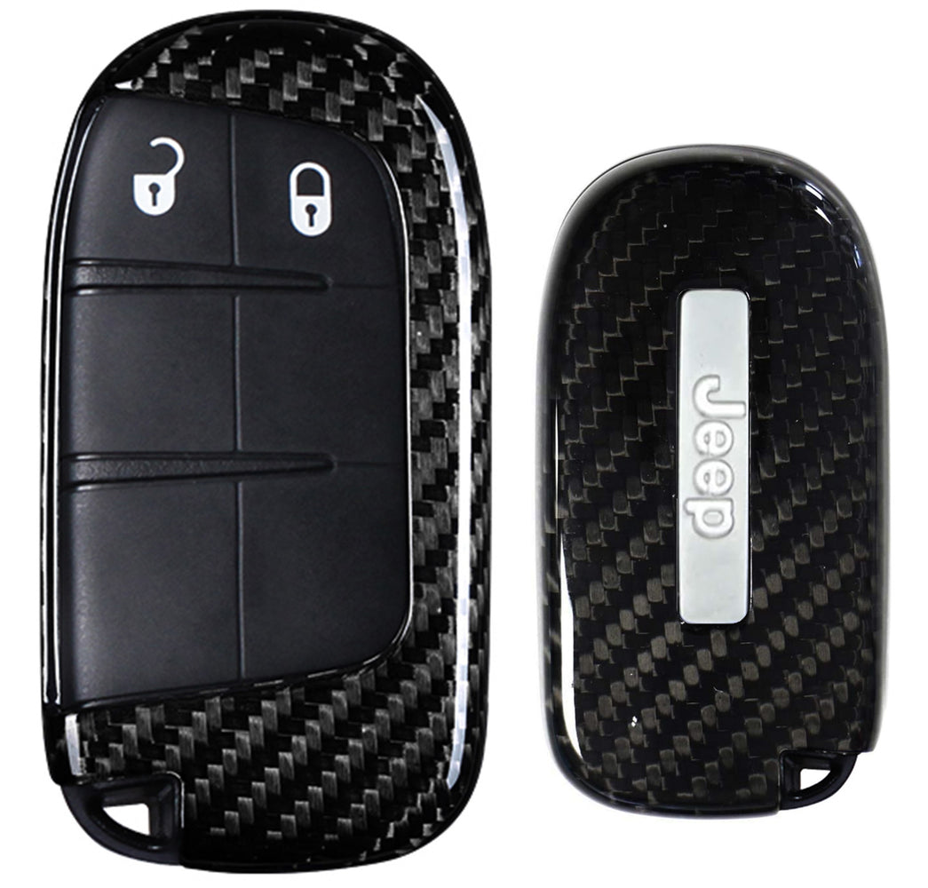 Real/Genuine Black Carbon Fiber Smart Key Fob Shell For Chrysler Dodge Jeep