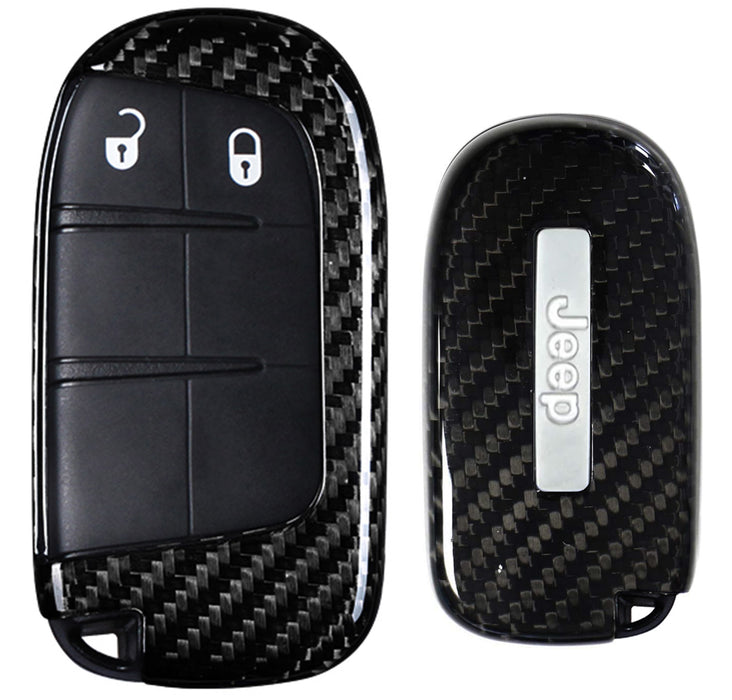 Real/Genuine Black Carbon Fiber Smart Key Fob Shell For Chrysler Dodge Jeep  —