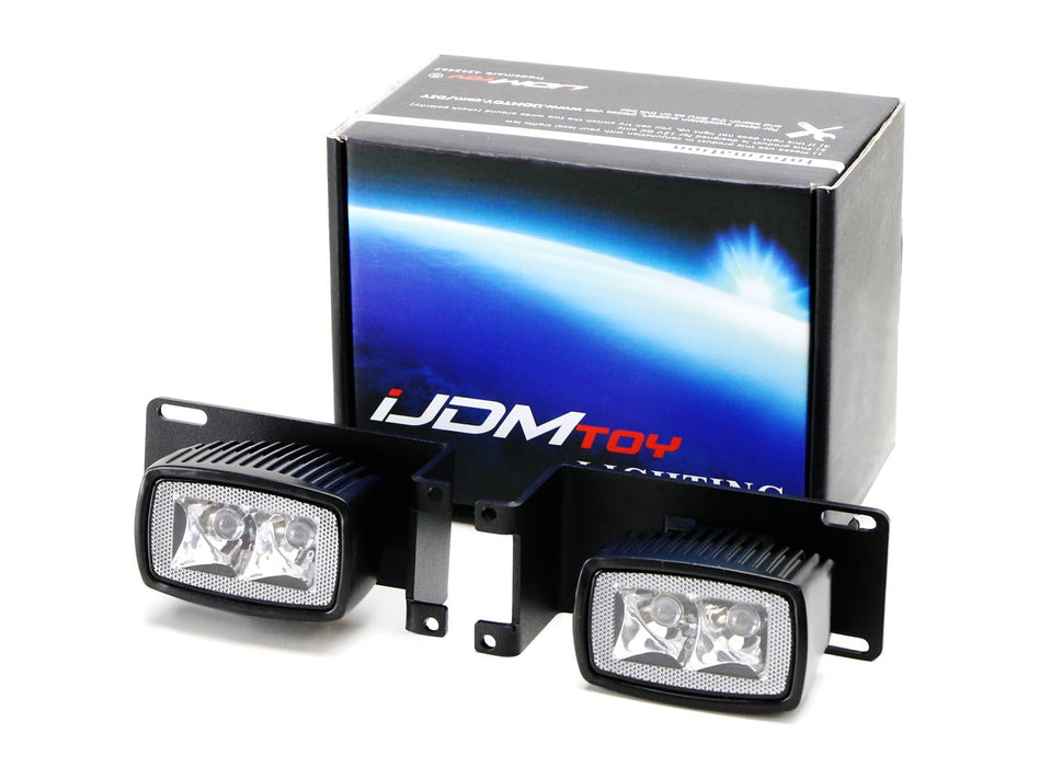 LED Fog/Driving Lamp Kit For Toyota Tacoma Tundra 4Runner etc., Includes (2) TRD-Pro Style 10W High Power CREE LED Pod Lights, Set of Fog Lamp Opening Mounting Brackets & Wiring-iJDMTOY