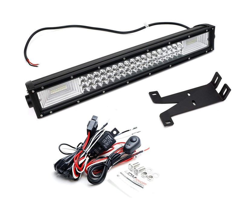 Lower Grille Mount 21" LED Light Bar Kit For 2017-up Ford F250 F350 F450, Includes (1) Triple-Row High Power LED Lightbar, Lower Bumper Opening Mounting Brackets & Switch Wiring Kit-iJDMTOY
