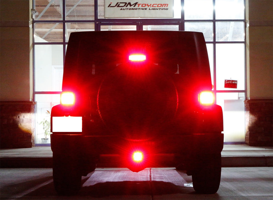 Red or Smoked Lens LED Tail/Brake Light For Truck SUV Trailer Class 3/4/5 2-Inch Towing Hitch Receiver, Powered By 15 Super Bright Red LED Bulbs-iJDMTOY
