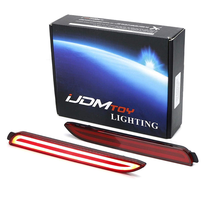 3D Optic Style Red Lens LED Bumper Reflector Lights For Lexus & Toyota, Function as Tail & Brake Lamps-iJDMTOY