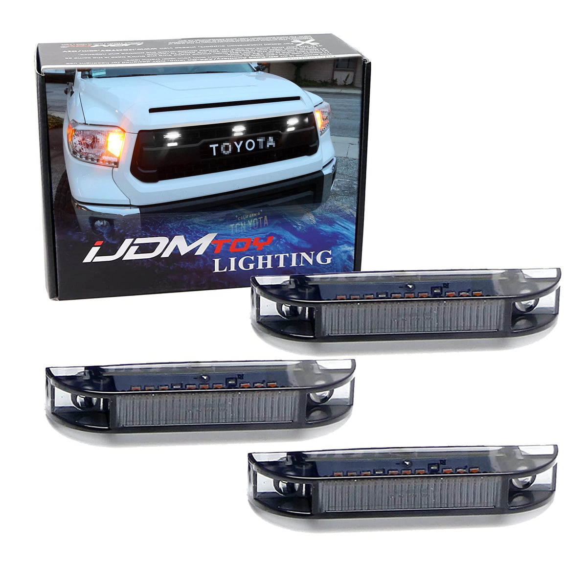3pc Smoked Lens White LED Grille Running Lights For 2014-21 Tundra TRD —  iJDMTOY.com
