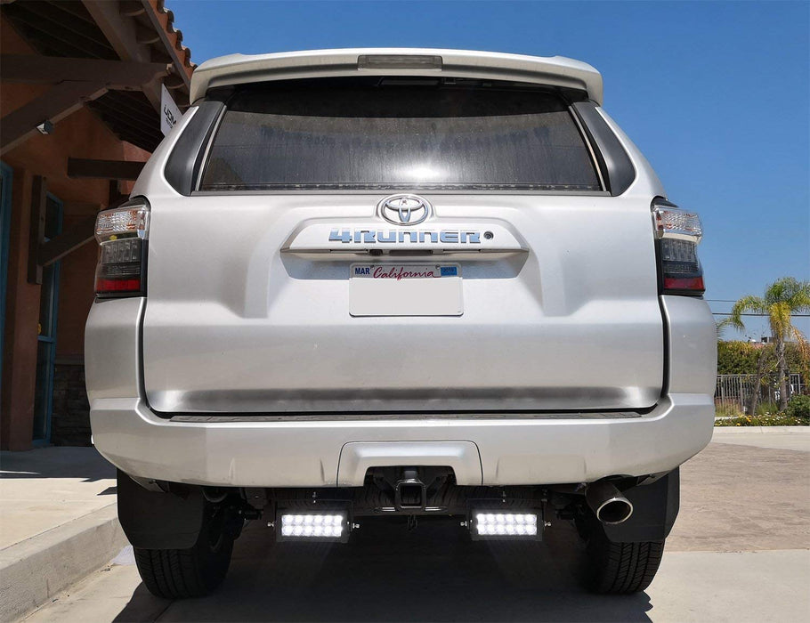 Rear Bumper Mount Searchlight Reverse LED Light Bar Kit For 2014-2019 Toyota 4Runner, Includes (2) 36W High Power LED Lightbars, Bumper Frame Mounting Brackets & On-Off Switch Wiring-iJDMTOY