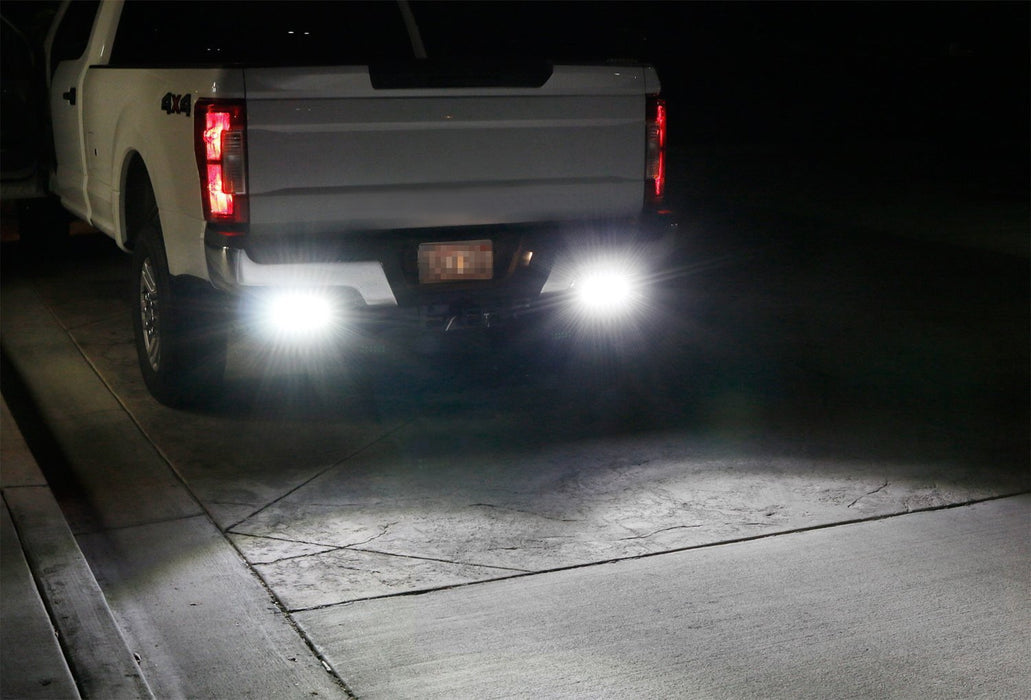 Rear Bumper Mount Searchlight Reverse LED Light Bar Kit For 2008-18 Chevy Silverado GMC Sierra 1500 2500 3500, (2) 36W LED Lightbars, Bumper Frame Mounting Brackets & On-Off Switch Wiring-iJDMTOY