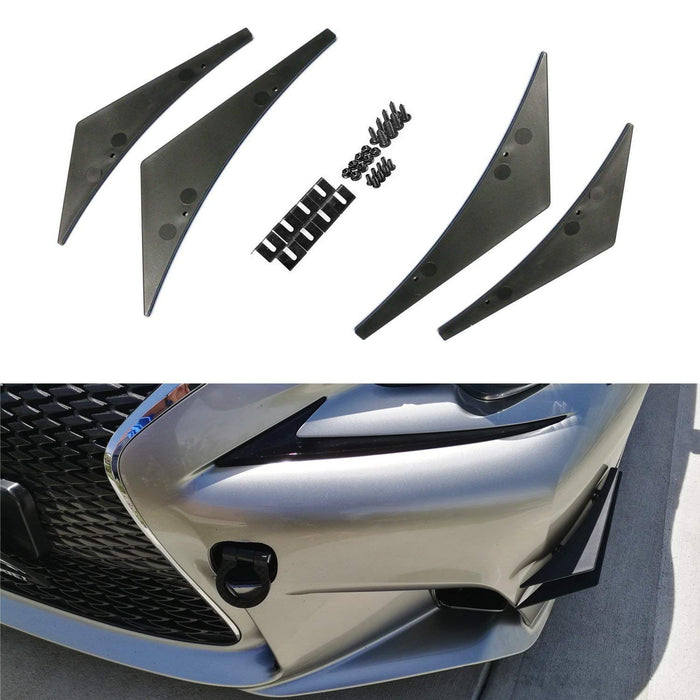 4pcs Black Front Bumper Canard, Body Diffuser Fins, Universal Fit For Any Car-iJDMTOY