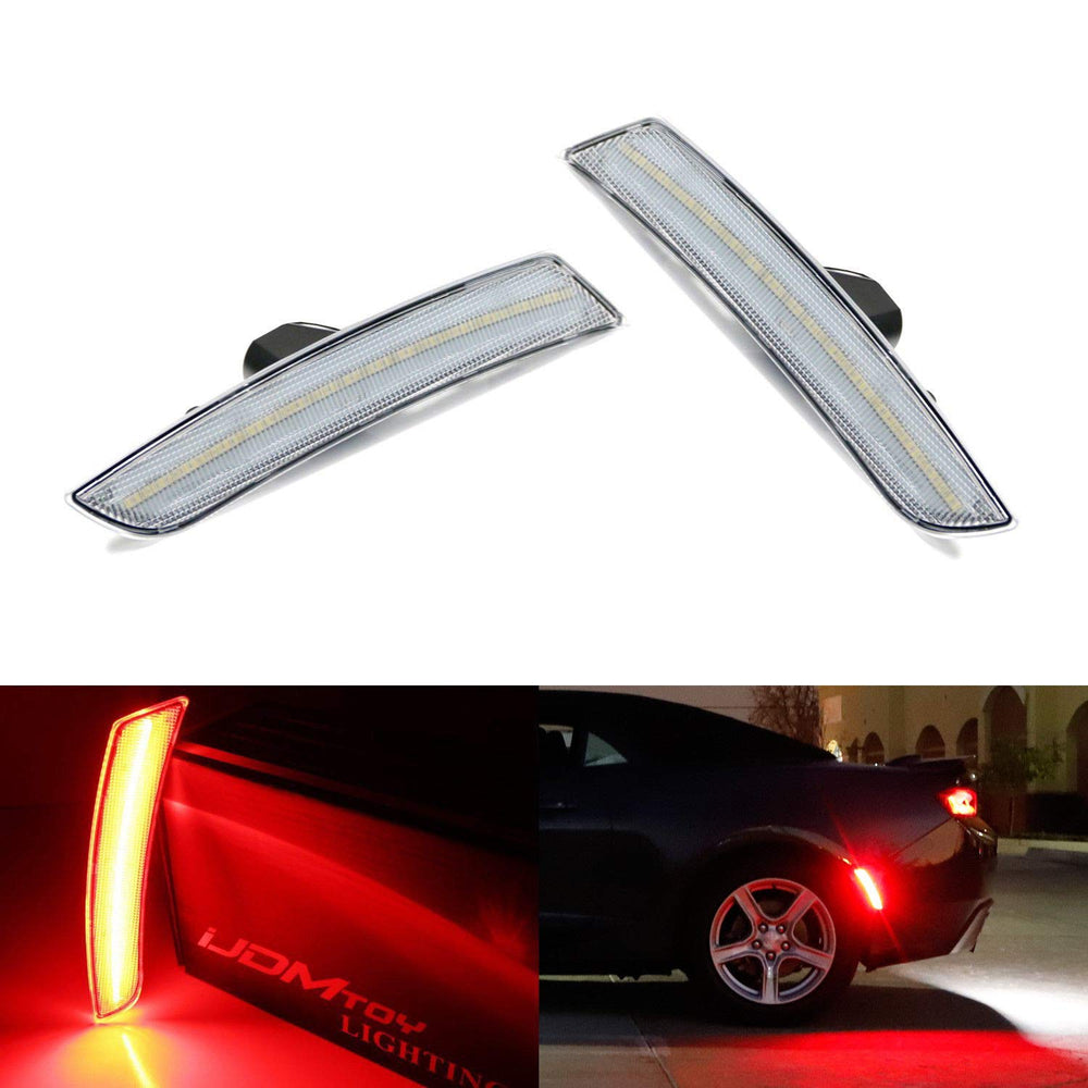 Red Full LED Rear Side Marker Light Kit For 2016-up Chevy Comaro, Powered by 45-SMD LED, Replace OEM Back Sidemarker Lamps-iJDMTOY