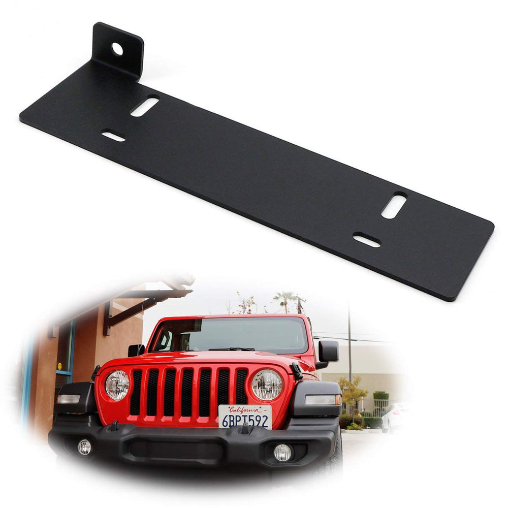 No Drill Required Front License Plate Mounting Bracket Relocator For 2018-up Jeep Wrangler JL-iJDMTOY