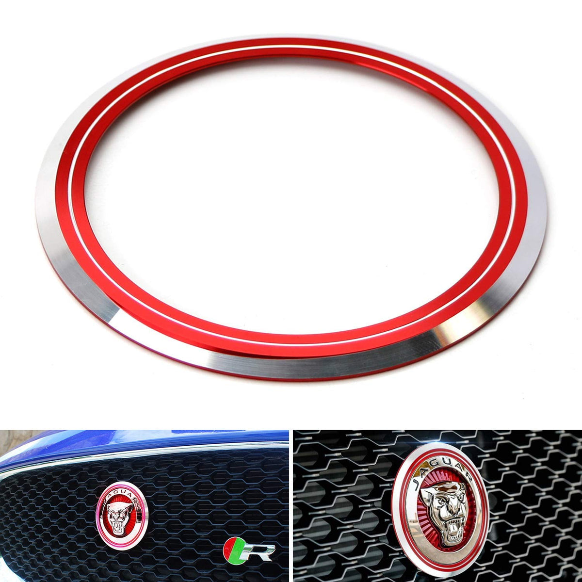 thumbnail image 2 of Xotic Tech Red Logo Radiator Ring Trim For Jaguar F-Pace, XE, XF, XJ – Aluminum 2 of 5