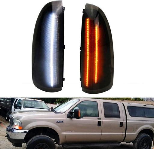 Smoked Lens Dual-Color LED Side Mirror Marker Lamps For Ford F250 F350 SuperDuty