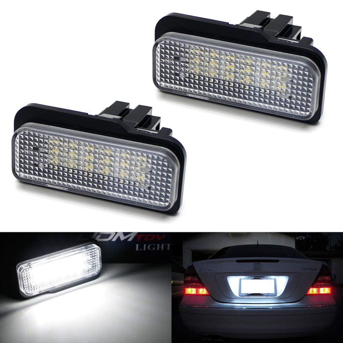 OEM-Fit 3W Full LED License Plate Light Kit For Mercedes-Benz C E CLS Class, Powered by 18-SMD Xenon White LED & Can-bus Error Free