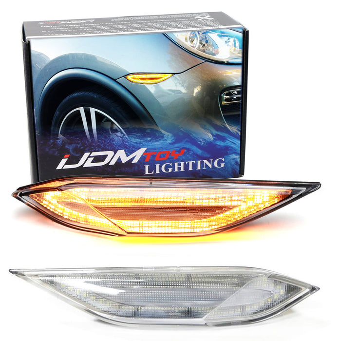 Clear or Smoked Lens Amber Full LED Front Side Marker Light Kit For 2011-14 Pre-LCI Porsche Cayenne, Powered by SMD LED, Replace OEM Sidemarker Lamps