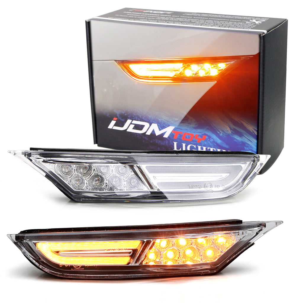 Clear Lens 3D Amber Full LED Front Side Marker Light Kit For 2007 