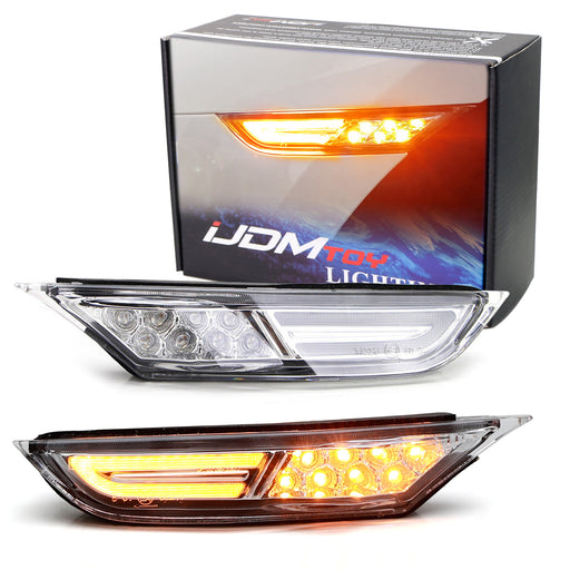 Clear Lens 3D Amber Full LED Front Side Marker Light Kit For 2007-22 Nissan GTR