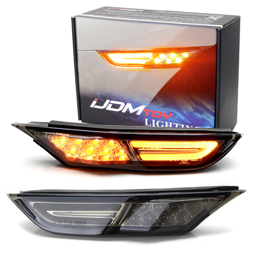 Smoked Lens 3D Amber Full LED Front Side Marker Light Kit For 2007-22 Nissan GTR