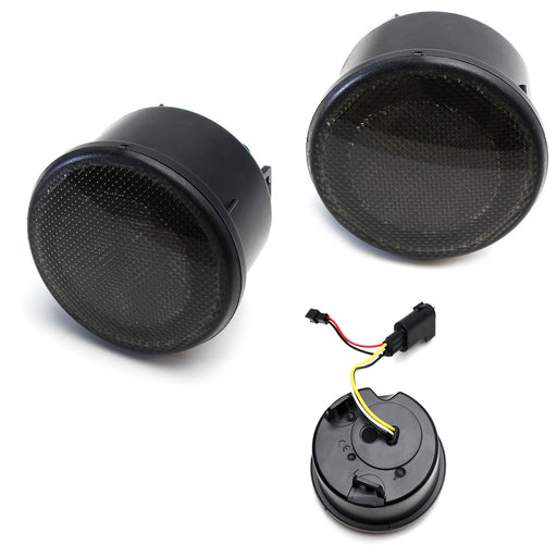 Smoke Lens White LED Halo DRL Light Amber Turn Signal Lamps For Jeep Wrangler JK