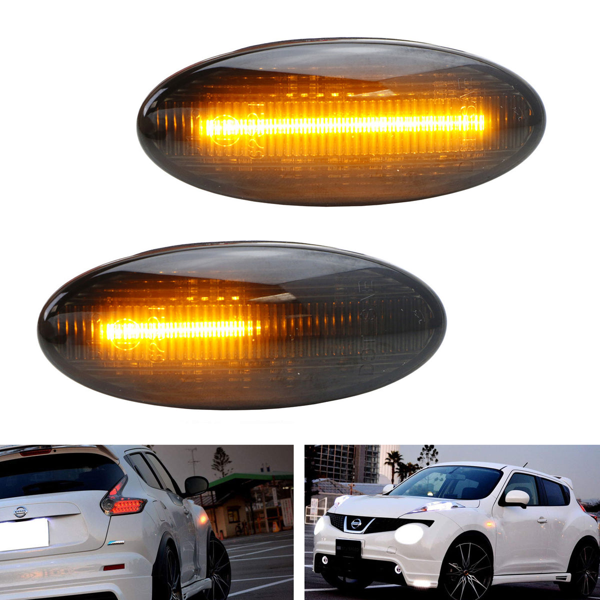 Smoked Fender Sequential LED Amber Side Marker Lights For
