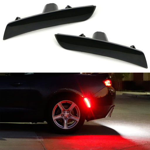 Dark Smoked Lens Rear Red Full LED Side Marker Lights For 2016-up Chevy Camaro