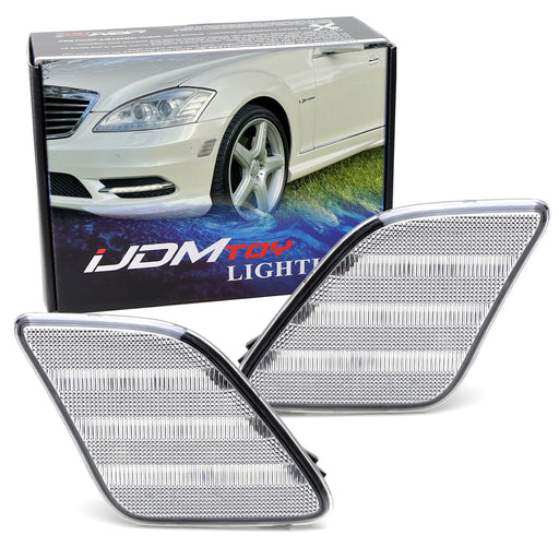Clear Lens Amber LED Strip Style Side Marker Lights For 2010-13 MBz W221 S-Class