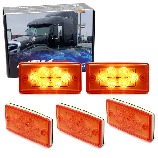5pc Amber LED Raised Cab Roof Lights For Freightliner XL Century Columbia, etc