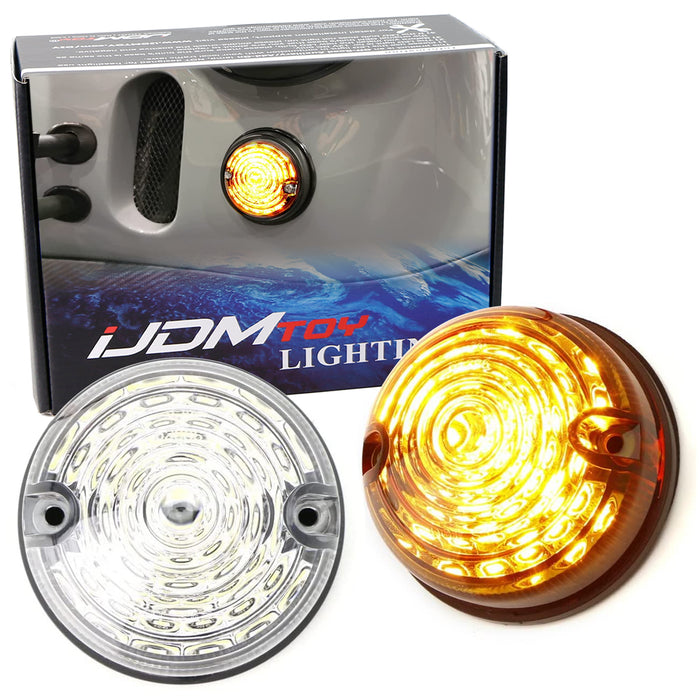 Flush Mount Clear Lens Amber LED Side Markers/Signal Lamps For Classic 50 60 Car