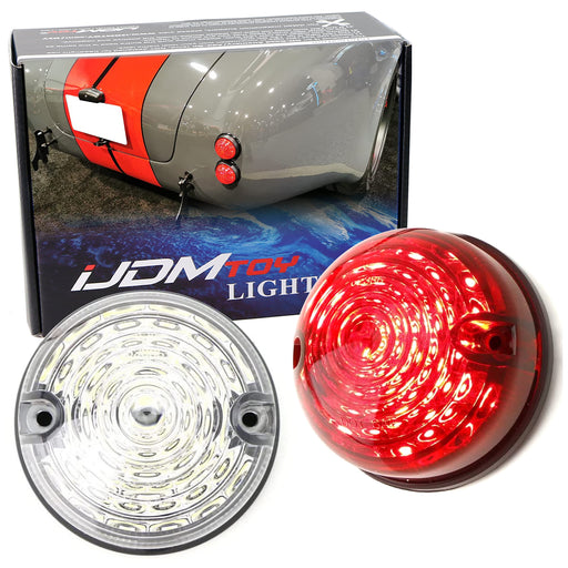 Flush Mount Clear Lens Red LED Taillight/Turn Signal Lamps For Classic 50 60 Car