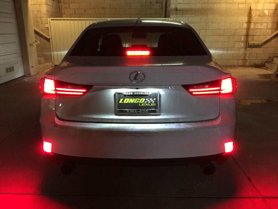 Red Lens 69-SMD LED Rear Bumper Reflectors Lights For 2014-20 Lexus IS ...
