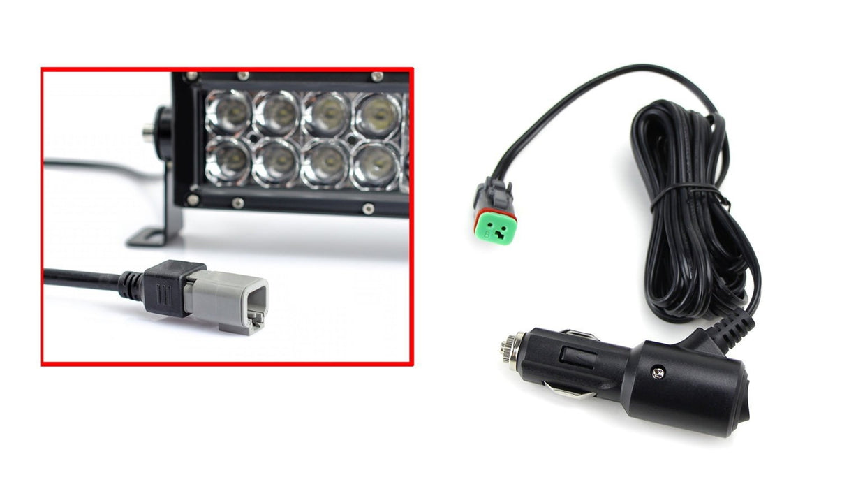 10ft 12V Cigarette Lighter DTP Adapter Harness w/ Switch For LED Pod Light