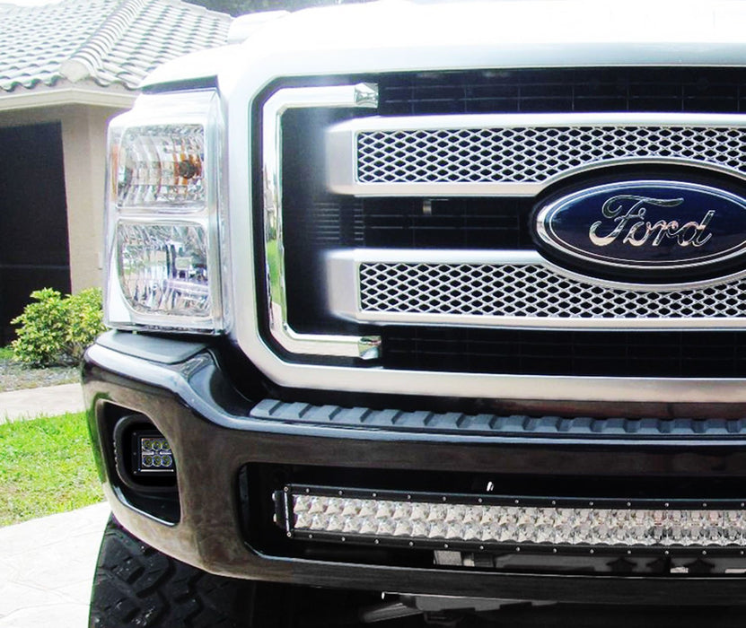 Lower Grille Mount 40" LED Light Bar Kit For 2011-16 Ford F250 F350 Super Duty, Includes (1) 240W Curved LED Lightbar, Lower Bumper Opening Mounting Brackets & On/Off Switch Wiring Kit-iJDMTOY