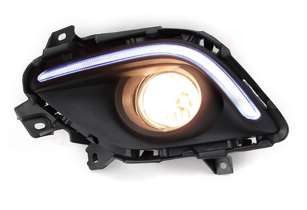 LED Daytime Running Light & Halogen Fog Lamp Kit For 2014-2016 Mazda6 (Xenon White LED DRLs, Halogen Foglights, Bezel Covers & Switch Wiring Harness)-iJDMTOY