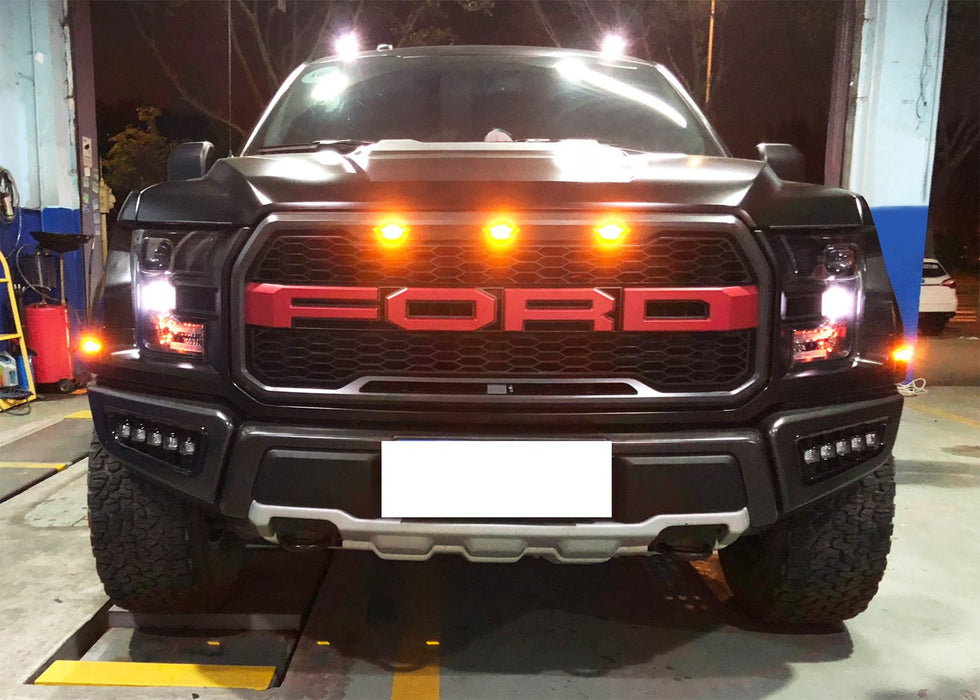 White/Amber Switchback LED DRL Fog Light Kit For 2017-up Ford Raptor, 5-Lamp Assembly w/ Turn Signal Feature-iJDMTOY