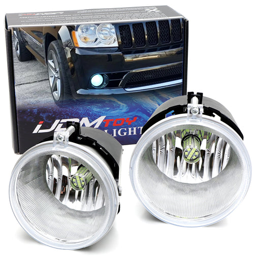 Clear Lens Fog Lamps w/ Ice Blue LED Bulbs Combo For Durango 300C Grand Cherokee