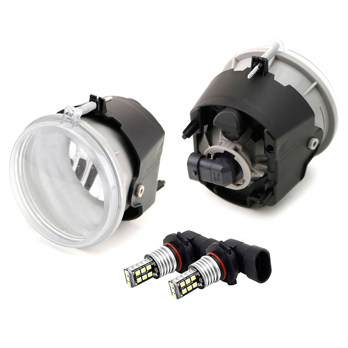Clear Lens Fog Lamps + White H10 LED Bulbs Combo For Durango 300C Grand Cherokee
