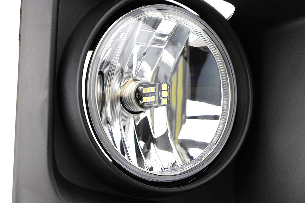 Clear Lens White LED Fog Lights w/Bezel Cover Wiring For 15-19 GMC Sierra 2500HD