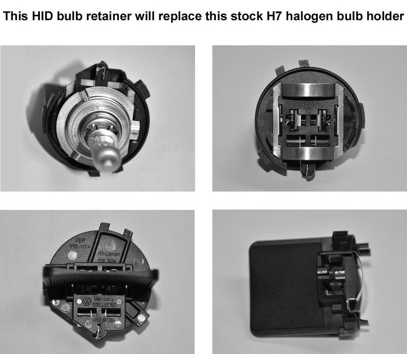 H7 HID Bulbs Holders Adapters For 15+ Volkswagen MK7 Golf GTi Halogen Headlights