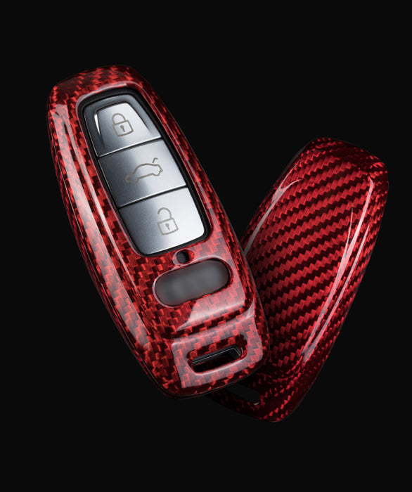 Real/Genuine Red Carbon Fiber Smart Key Fob Shell For Audi 19-up A6 A7 E-Tron A8