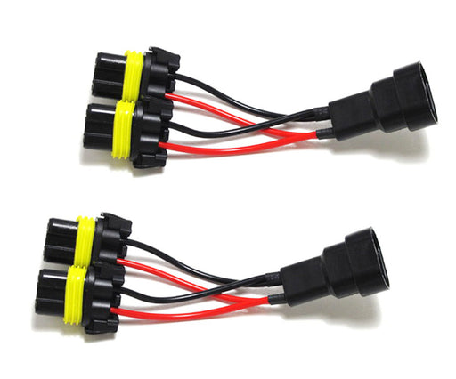 Pair 9005/9006 2-Way Splitter Wires For Headlight/High Beam Quad/Dual Projectors