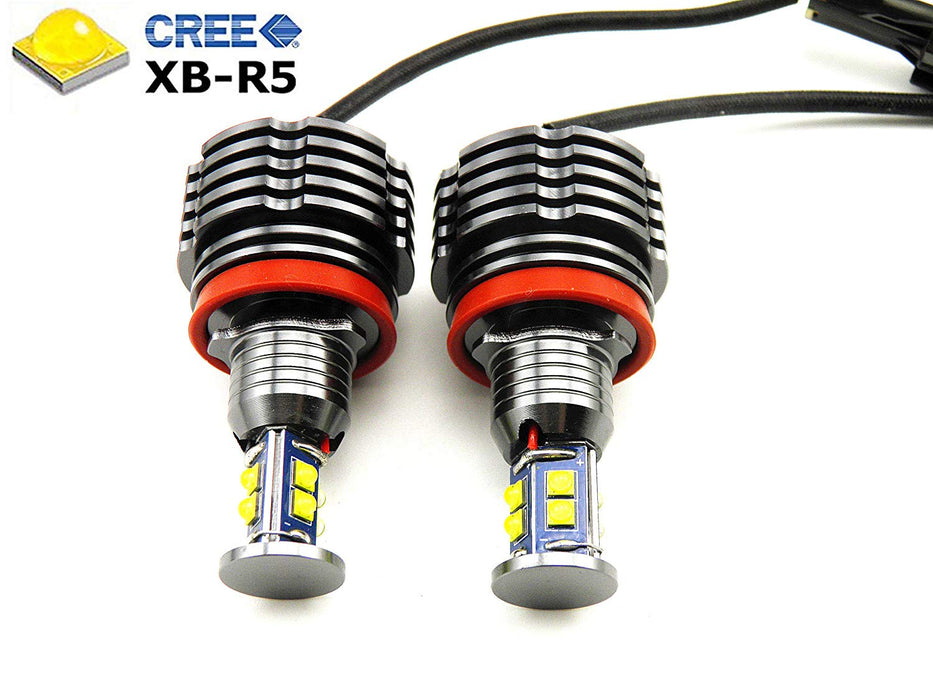 360° H8 LED Angel Eye Ring Marker Bulbs For BMW 1 3 5 Series Z4 X5 X6, Powered by 80W XB-R5 High Power CREE LED Lights-iJDMTOY