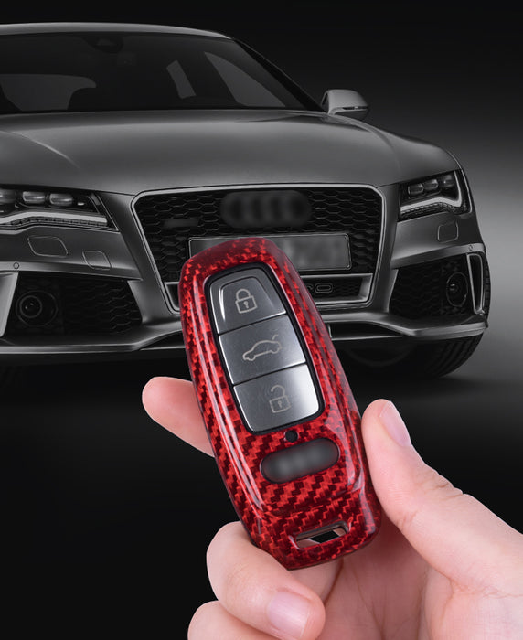Real/Genuine Red Carbon Fiber Smart Key Fob Shell For Audi 19-up A6 A7 E-Tron A8