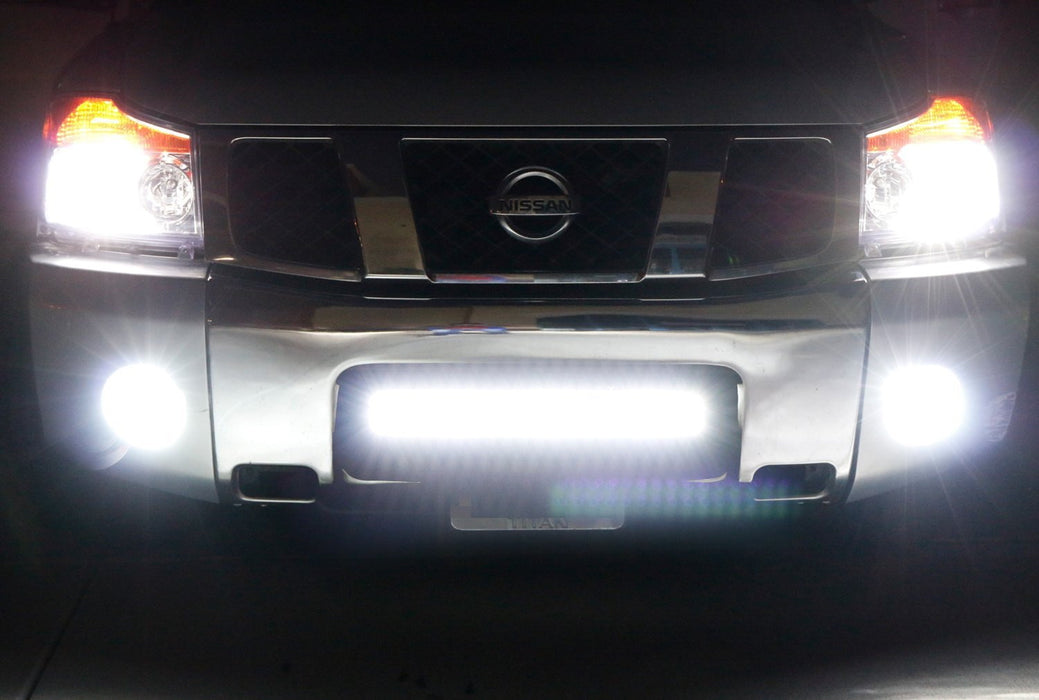 Flood/Spot Beam LED Light Bar w/Lower Bumper Mounts, Wiring For Nissan Titan