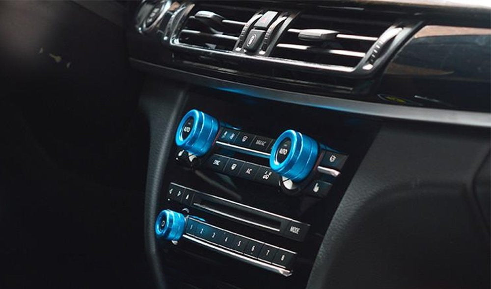 Blue AC Climate Control Radio Volume Knob Ring Covers For 15-17 BMW X3 15-18 X4