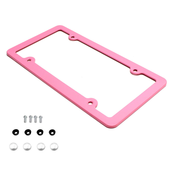 2pc Premium Pink Slim 2-Hole License Plate Frame with Screws/Fasteners and  Caps —